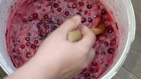 Fermentation of wine from cherries Stock Footage 171708504
