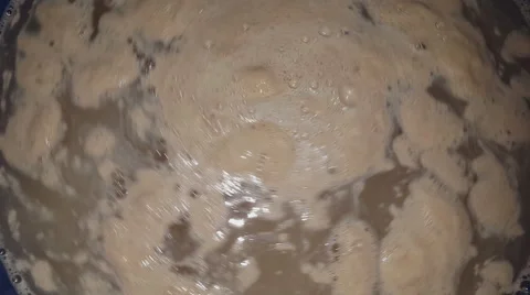 Fermentation of yeast to produce alcohol drink. Stock Footage 59031849