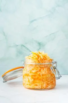 Fermented cabbage with carrots Stock Photos