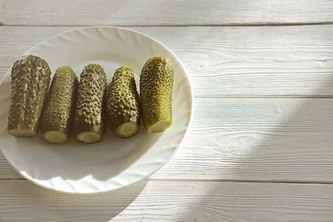 Fermented cucumbers, pickled marinated cucumbers Stock Photos