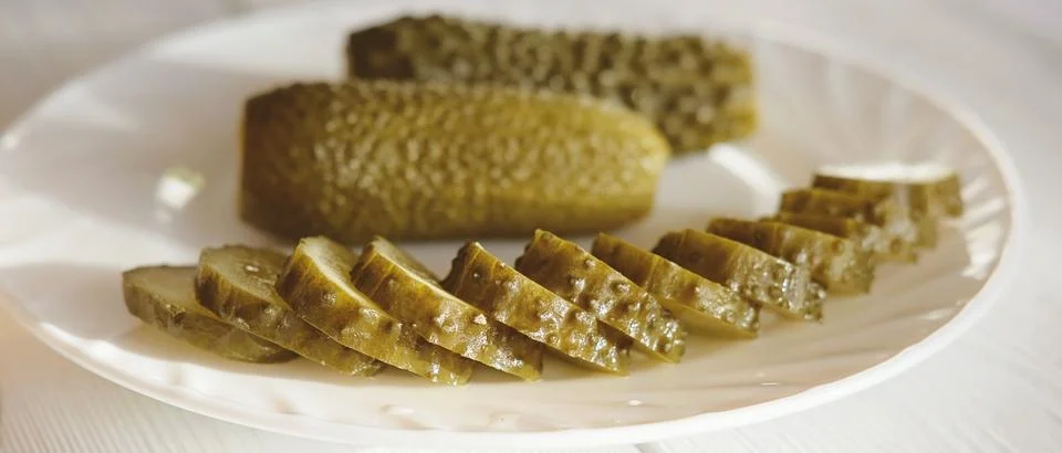 Fermented cucumbers, pickled marinated cucumbers Stock Photos