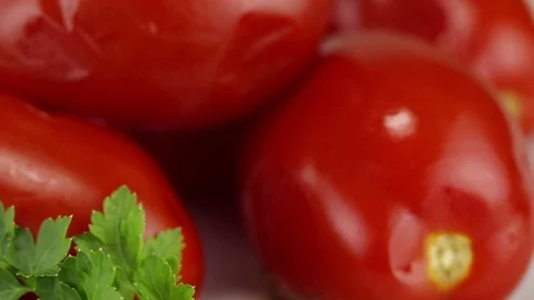 Fermented red tomatoes rotate clockwise Stock Footage 122011328