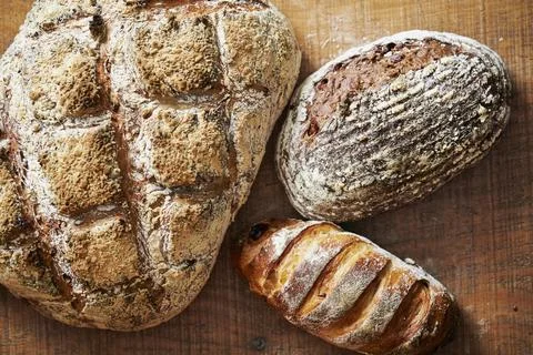 Fermented Rye Bread and Whole Wheat Bread Stock Photos