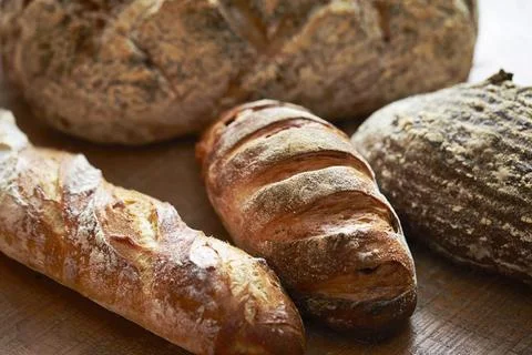 Fermented Rye Bread and Whole Wheat Bread Stock Photos