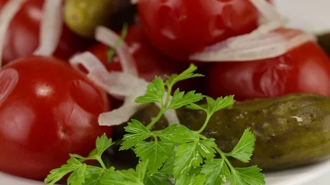 Fermented tomatoes and cucumbers Stock Footage 122011339