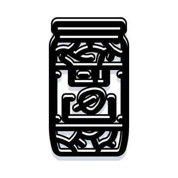 Fermented vegetable jar in black and white style Stock Illustration