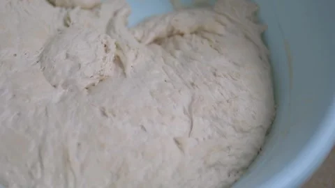 Fermented wheat flour dough, raw fermented dough, fermented and maturing do.. Stock Footage 242937160