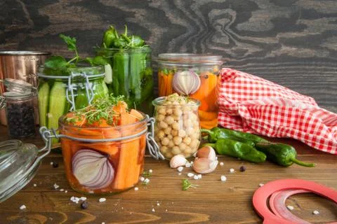 Fermenting fresh vegetables Stock Photos