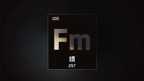 Fermium as Element 100 of the Periodic Table 3D illustration on grey background 스톡 동영상 126452474