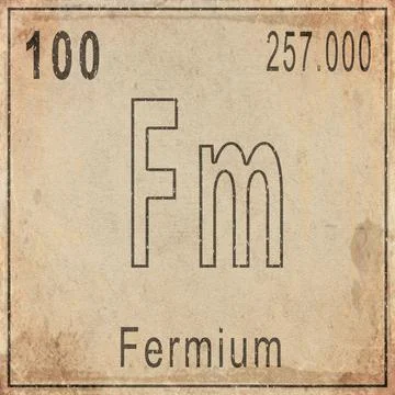 Fermium Element Card from Periodic Table on Vintage Old Paper Stock Illustration