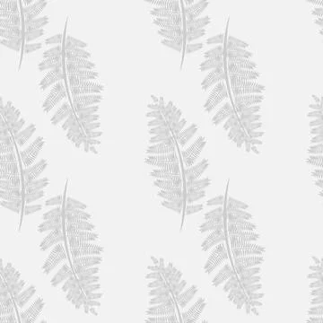 Fern frond silhouettes on gray background seamless pattern. Floral print. Stock Illustration