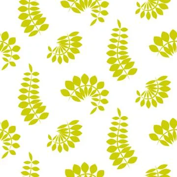 Fern green leaves seamless vector pattern. Stock Illustration