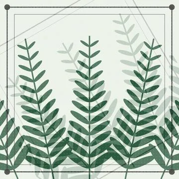 Fern leaf pattern with transparent background and grid overlay Stock Illustration