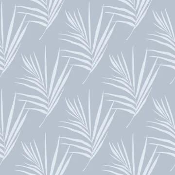 Fern leaf seamless doodle tropical pattern. Minimalistic ornament in blue lig Illustrazione stock