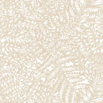 Fern leaves seamless pattern in beige colors. Hand drawn sketch plants vector Illustrazione stock