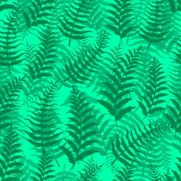 Fern seamless pattern exotic background nature green leaf plant vector Stock Illustration