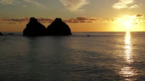 Fernando de Noronha, Sunset in Brazilian paradise island Stock Footage