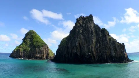 Fernando de Noronha - Two brothers rock. Gian rocks of fernando de Noronha. Stock Footage