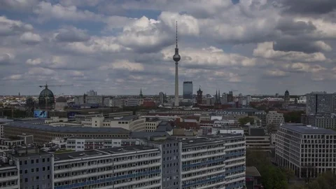 Fernsehturm Stuttgart Berlin Day Blue Skies Timelapse Stock Footage 76464203