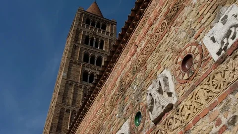 Ferrara - Pomposa abbey  - Vertical motion view Stock Footage 75790880