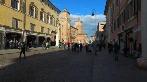 Ferrara view of the city's main square Stock Footage 121717841
