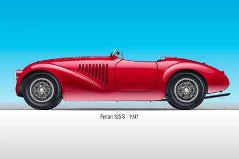 Ferrari 125 S, first model of Ferrari sport car Stock Illustration