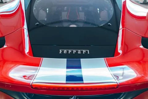 Ferrari 488. Engine window. Luxury sport car. Motor compartment. Foto stock