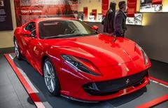 Maranello, Italy - April 01, 2023: luxury stylish Ferrari red supercar on  dark background Stock Photo - Alamy