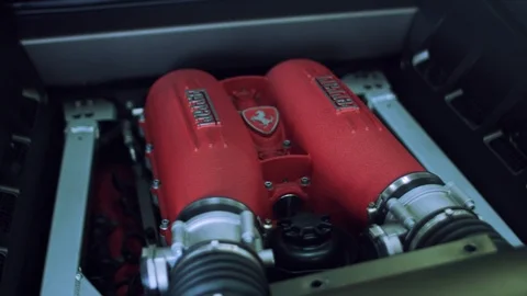 Ferrari Engine Bay - Slow Motion Stock Footage 105878093