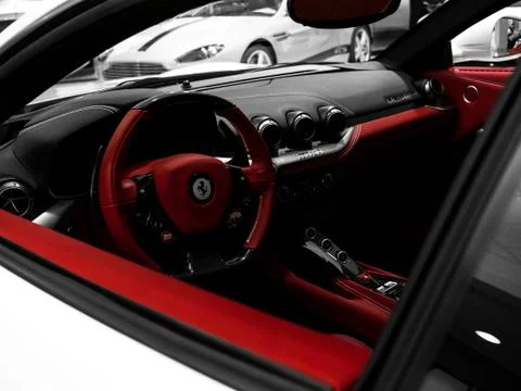 Ferrari Interior RED/WHITE Stock Photos
