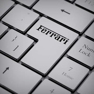 Ferrari logo notebook keycap 3d illustration stock market editorial Stock Photos