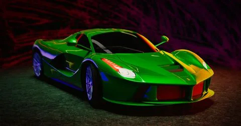 Ferrari with studio light 3d rendering illustration Stock Illustration