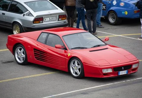 Ferrari Testa Rossa speeding fast on track Stock Photos