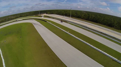 Ferrari on track, aerial view Stock Footage