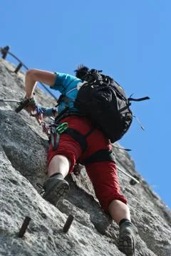 Via ferrata climber Foto stock