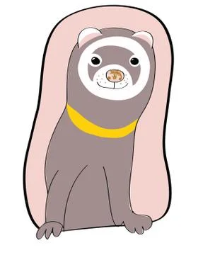 Ferret on pink background Stock Illustration