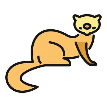 Ferret weasel animal icon vector line drawing Stock Illustration