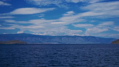 Ferries run between the mainland and the island Olkhon in Baikal. Ferry crossing Stock Footage 125465844