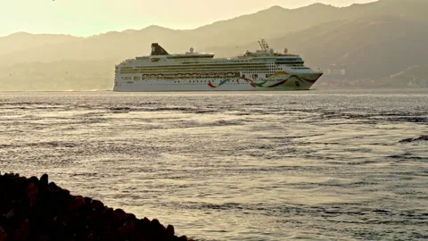 Ferries on the Strait of Messina in the light of sunset Stock Footage 233462750