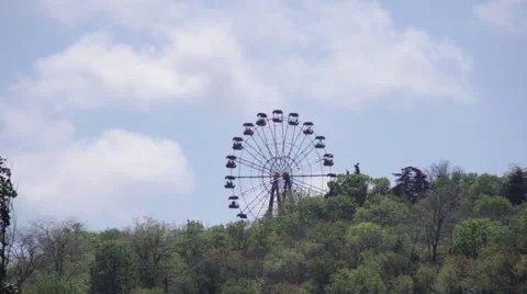 Ferris wheel among the trees Stock Footage 52595619