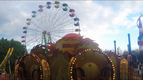 Ferris Wheel And Carousel On Summer Evening park Timelapse Stock Footage 82047245