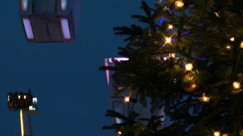 Ferris wheel and Christmas tree Stock Footage 72209105