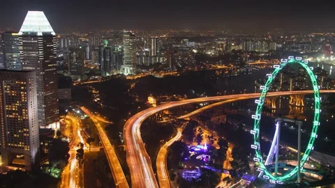 Ferris wheel and evening city Stock Footage 155233331