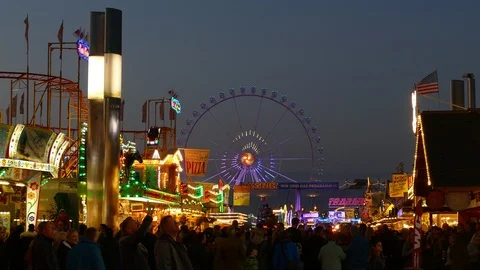 Ferris wheel and stalls at the fair Bremer Freimarkt, Bremen, Germany, Europe Stock Footage 120123968