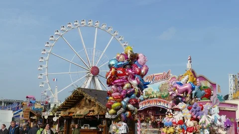 Ferris wheel and stalls at the fair Bremer Freimarkt, Bremen, Germany, Europe Stock Footage 120124019