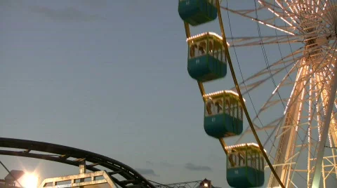 Ferris wheel and train Stock Footage