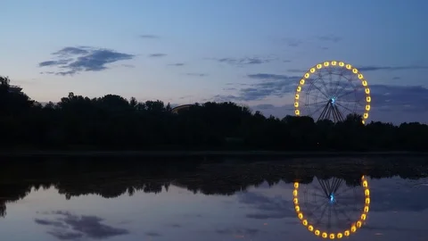 Ferris Wheel Beyond the River Video stock 91052179