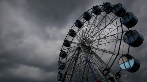Ferris Wheel Black Clouds Stock Footage 77544274