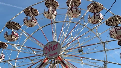 Ferris Wheel With Blue Sky Background Close up Stock Footage 259890537