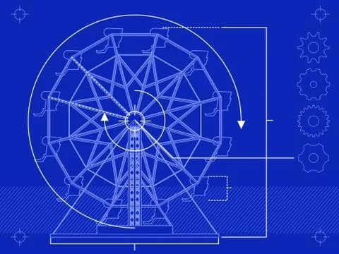 Ferris wheel blueprint Stock Illustration